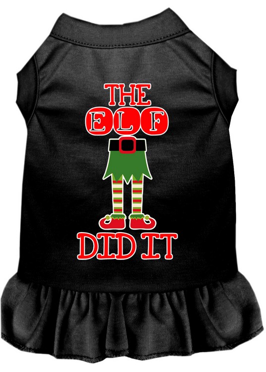 The Elf Did It Screen Print Dog Dress Black XXL